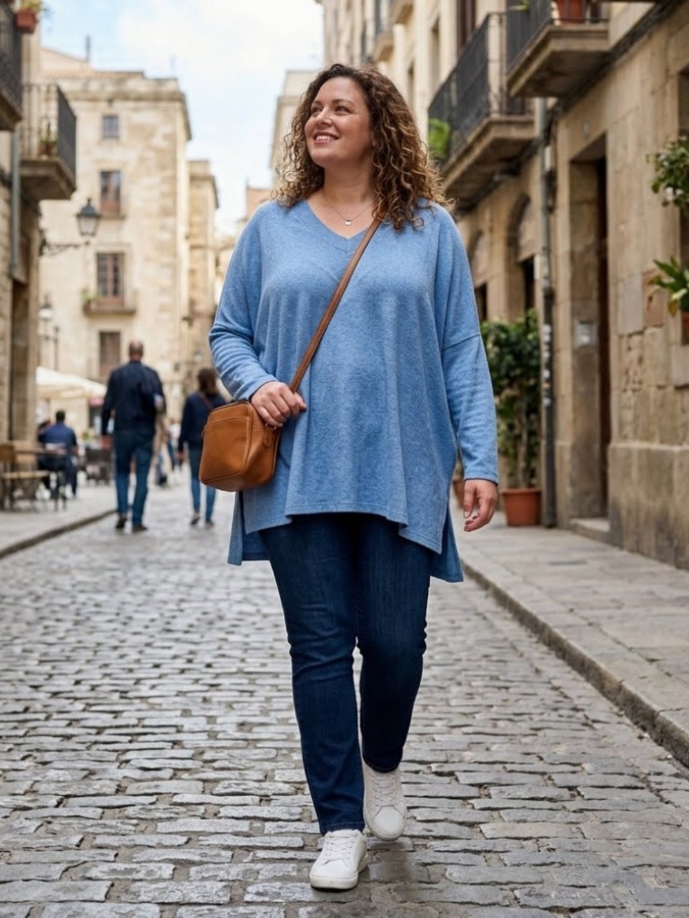 NWT Wasabi Concept Soft V-Neck Drop Shoulder Dolman Tunic Blue Melange Top 1X 20